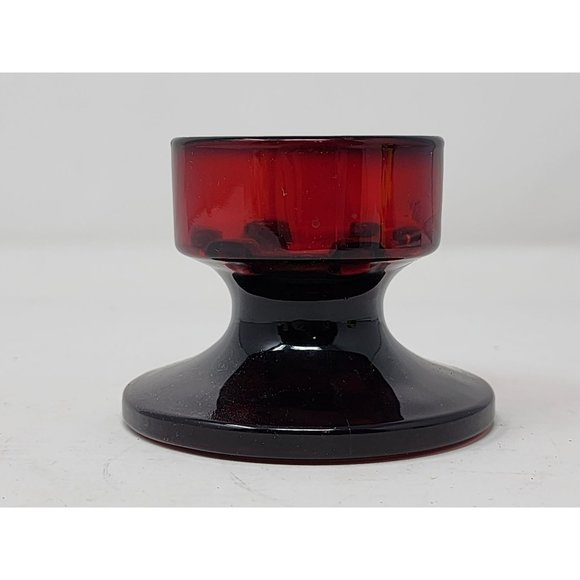 Vintage Ruby Red Arc‎ France Low Candlestick Holder Made In France - Picture 5 of 9